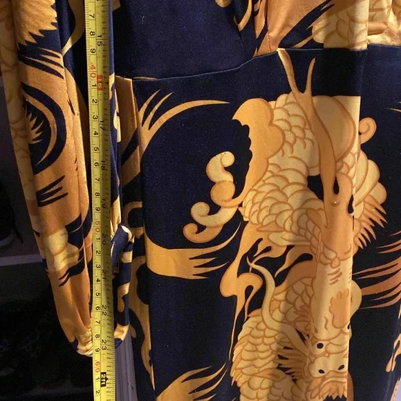 🎉Nieves Yellow & Black Print Dress w/ 3/4 Sleeve as seen on Sex in the City SzM - Picture 13 of 13